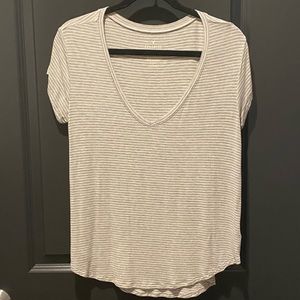 Gray and white striped shirt